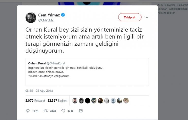 Orhan Kural’dan Cem Yılmaz’a 10 Bin Liralık Tazminat Davası