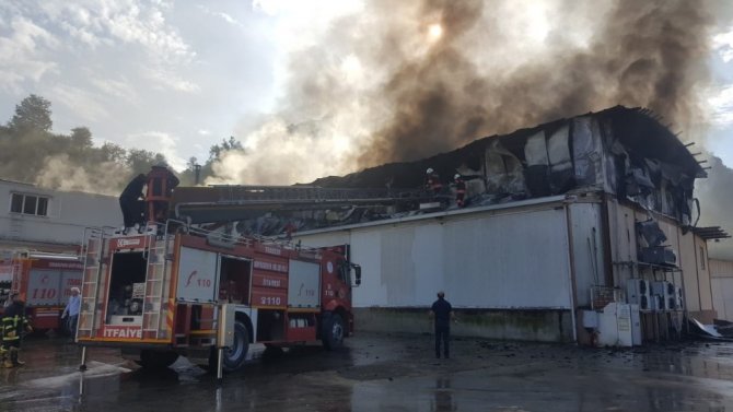 Trabzon’da Süt Ürünleri İmalatı Yapan Bir Fabrikada Yangın Çıktı