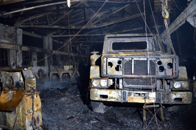 Artvin’de Oto Tamirhanesinde Yangın