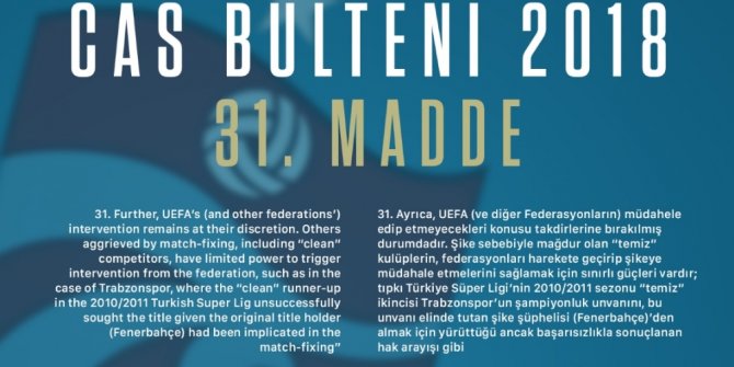 "Cas Bülteninde Şampiyonluğumuzu Tescil Etmiştir”