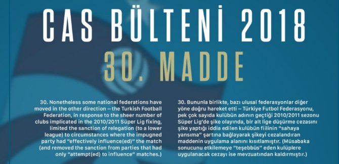 Önder Bülbüloğlu: "Cas, Son Yayınladığı Bültende 2010-2011 Sezonu Şampiyonluğumuzu Bir Kez Daha Tescil Etmiştir”