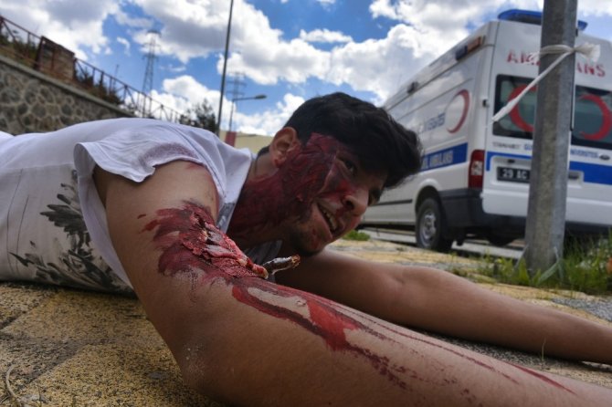 Gümüşhane’de Öğrencilerden Gerçeği Aratmayan Tatbikat