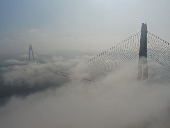 3.köprü’nün Üzerinden Süzülen Sis Havadan Görüntülendi