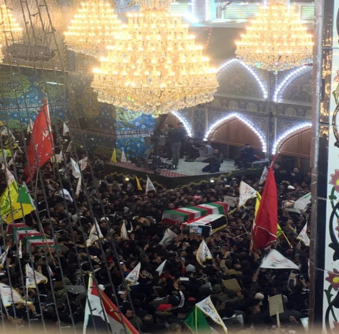 Süleymani’nin Kerbela’daki Cenaze Törenine Binlerce Kişi Katıldı