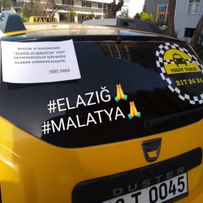Taksi Durağı Bir Günlük Gelirini Elazığ’a Bağışladı