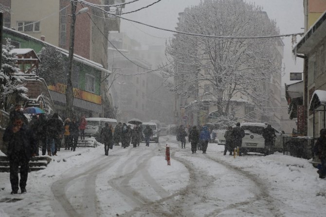 Artvin’de Etkili Olan Kar Yağışı Trafiği Felç Etti
