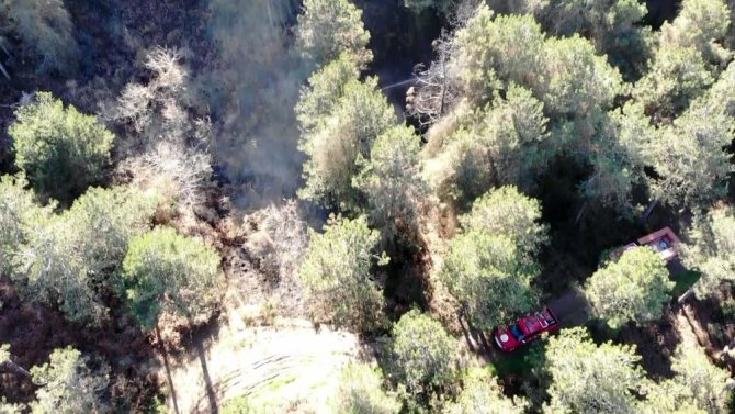 Aydos Ormanı’nda Yangının Çıktığı Alan Havadan Görüntülendi