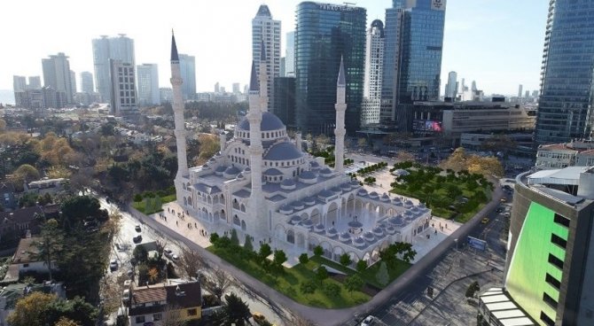 İnşaatına Başlanan Levent Camii Havadan Görüntülendi