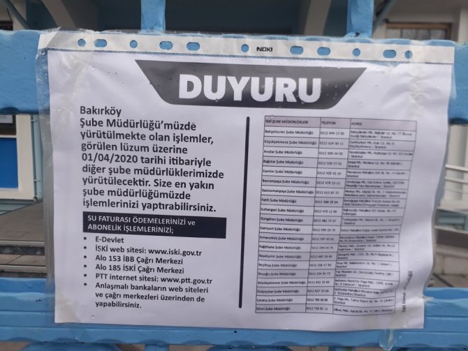 Bakırköy İski Şubesi Korona Virüs İddiasıyla Kapatıldı