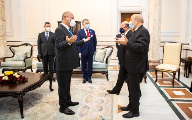 Fransa Dışişleri Bakanı Le Drian, Irak Cumhurbaşkanı Salih İle Görüştü