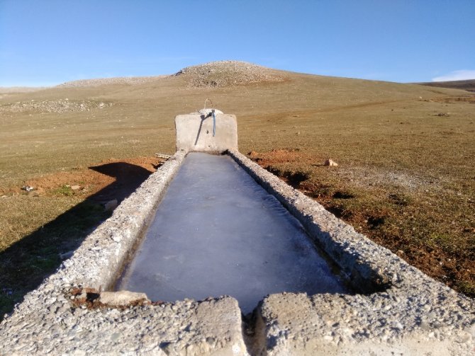 Soğuk Hava Çeşmeleri Ve Yalakları Dondurdu