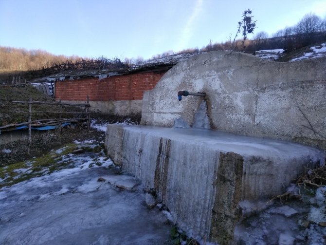 Soğuk Hava Çeşmeleri Ve Yalakları Dondurdu