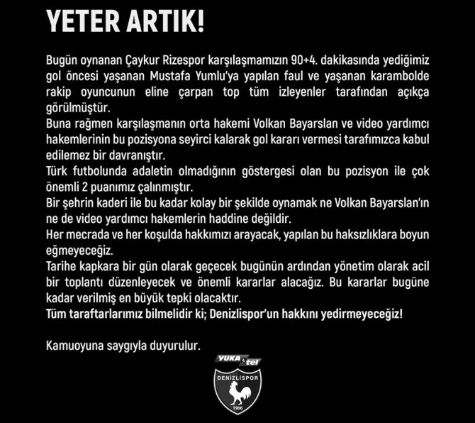 Denizlispor’dan Fotoğraflı Gol Tepkisi
