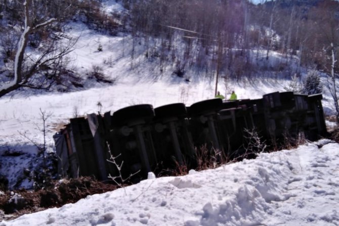 Buğday Yüklü Kamyon Devrildi: 1 Yaralı