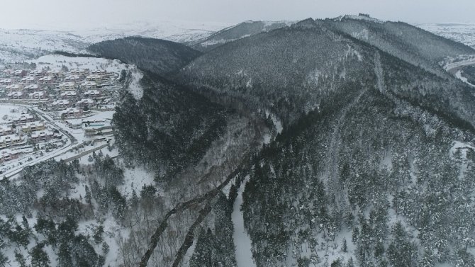 Beyazlar İçinde Değirmen Boğazı Havadan Görüntülendi