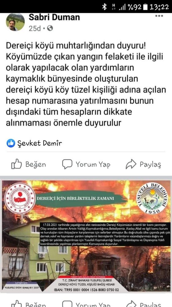 60 Hanenin Yandığı Köye Yardım Yapmak İsteyenler İçin Köy Muhtarı Duman Uyardı