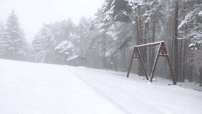 Artvin’in Ünlü Kafkasör Yaylası Yağan Karla Beyaza Büründü