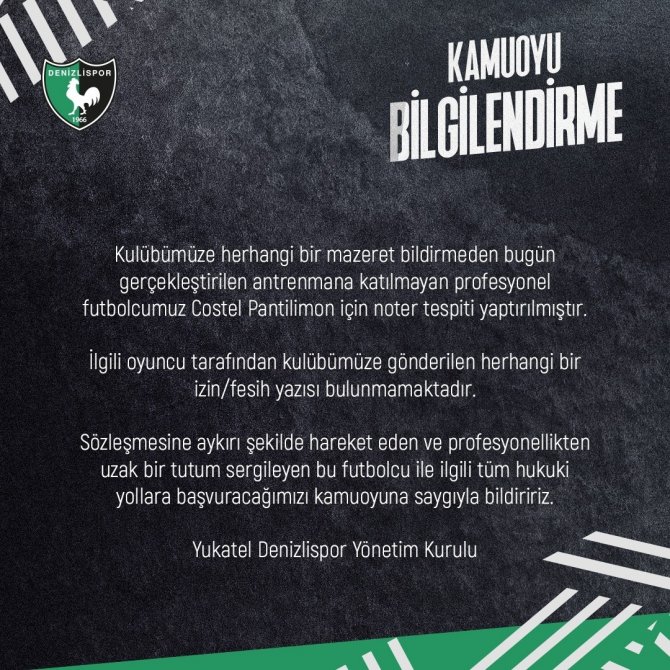 Denizlispor’da Pantilimon Krizi