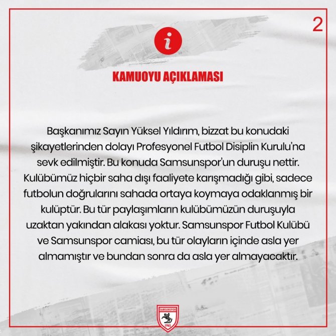 Samsunspor’dan ’Algı Operasyonu’ Tepkisi