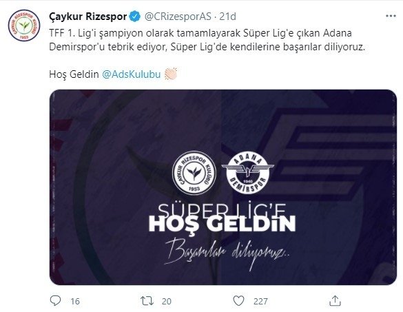 Rizespor’dan Giresunspor Ve Adana Demirspor Mesajı