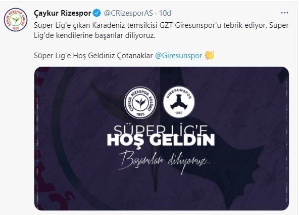 Rizespor’dan Giresunspor Ve Adana Demirspor Mesajı