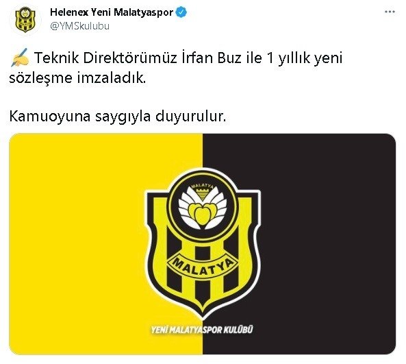 Yeni Malatyaspor, İrfan Buz İle 1 Yıllık Sözleşme İmzaladı