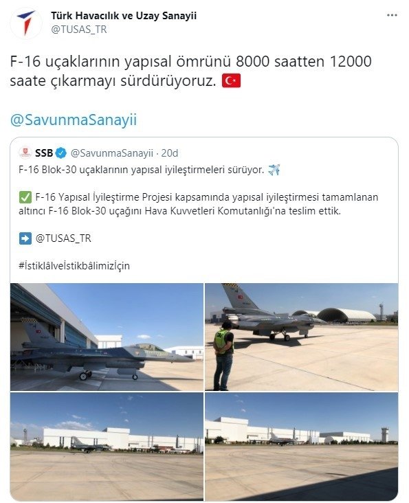 İ̇yileştirmesi Tamamlanan 6’ncı F-16 Blok-30 Uçağı Da Hava Kuvvetlerine Teslim Edildi