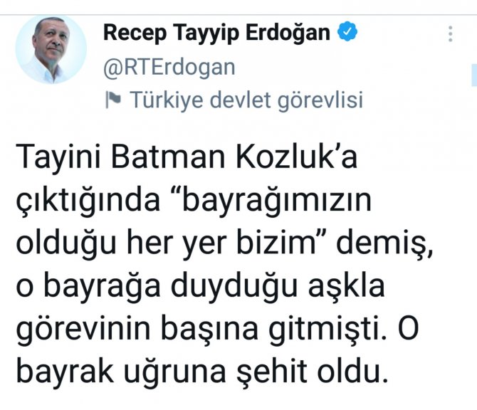 Cumhurbaşkanı Erdoğan’dan Aybüke Öğretmen Paylaşımı