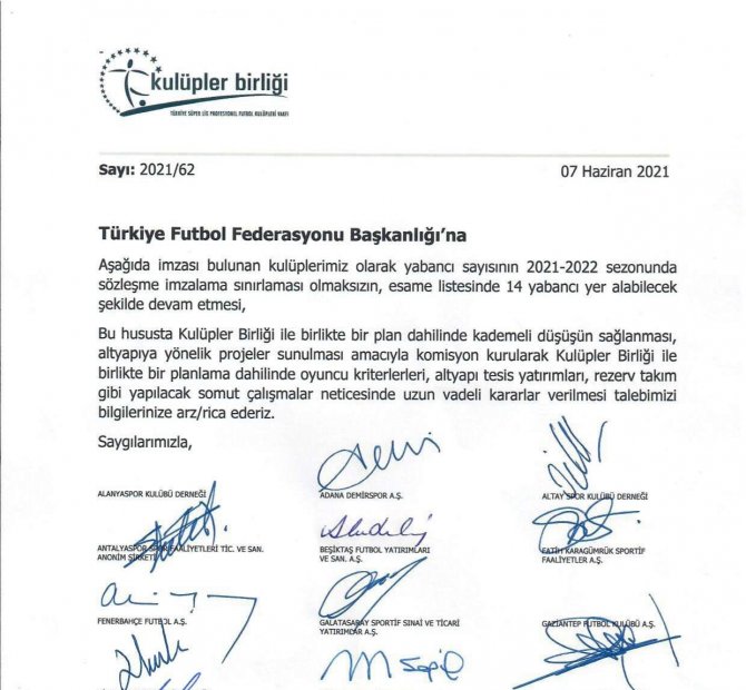 Kulüpler Birliği’nden Islak İmzalı Bildiri!