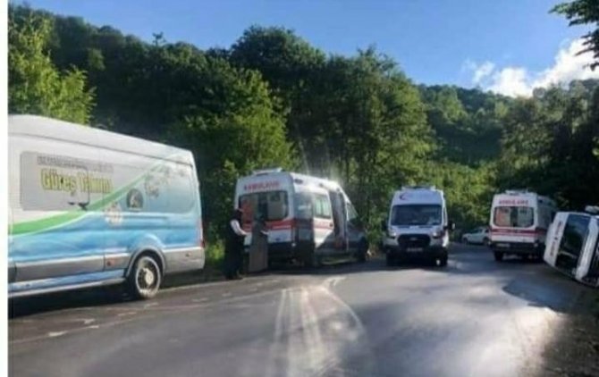 Yaylaya Çıkan Tur Minibüsü Devrildi: 15 Yaralı