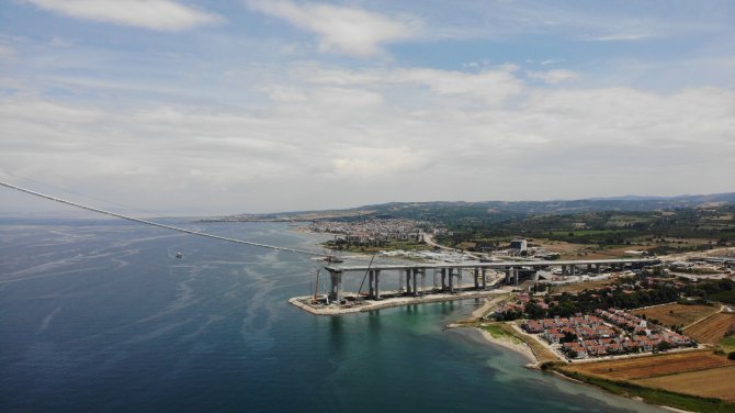 1915 Çanakkale Köprüsü’nün Askı Halat Montajı Başladı