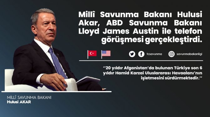 Milli Savunma Bakanı Akar, Abd’li Mevkidaşı Austin İle Telefonla Görüştü