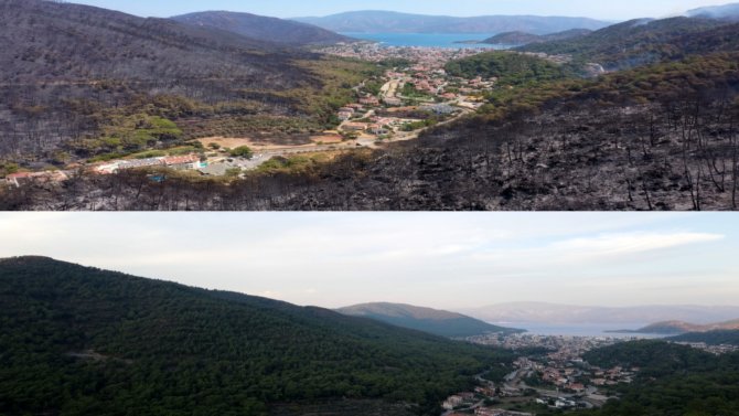 Marmaris’in Yangın Öncesi Ve Sonrası Havadan Görüntüleri, Felaketin Boyutunu Gözler Önüne Serdi