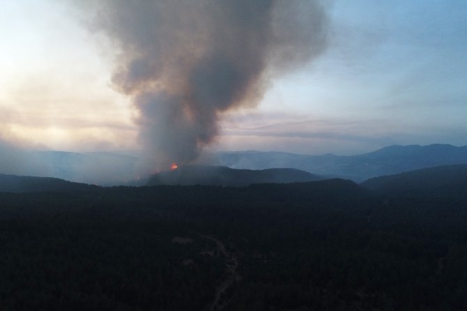 Aydın-muğla Sınırında Başlayan Orman Yangına Müdahale Sürüyor