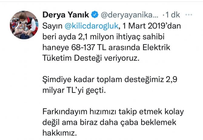 Bakan Yanık: “2,1 Milyon Haneye Verilen ‘Elektrik Tüketim Desteği’ 2,9 Milyar Tl’yi Geçti”
