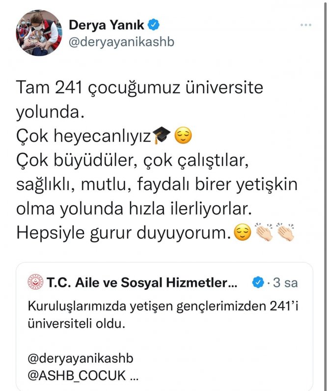 Aile Ve Sosyal Hizmetler Bakanlığının Kuruluşlarında Yetişen 241 Genç Üniversiteli Oldu