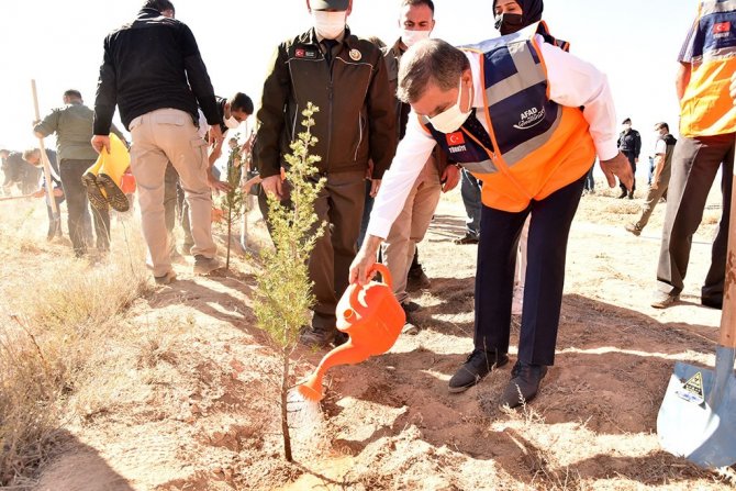 Karaman’da Afet Risklerinin Azaltılması Gününde Fidanlar Toprakla Buluşturuldu