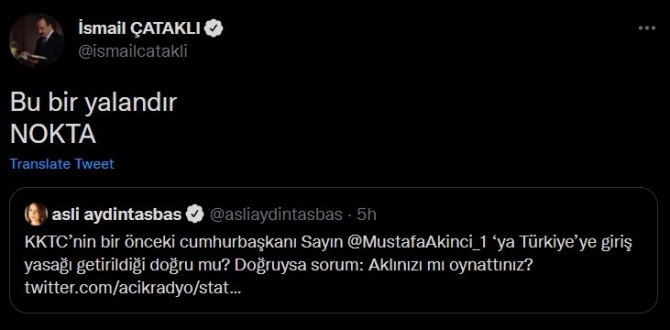 Sözcü Çataklı’dan ’Kıbrıslı 42 Yazara Türkiye’ye Giriş Yasağı Getirldi’ İfadesine Sert Cevap: “Bu Bir Yalandır, Nokta”