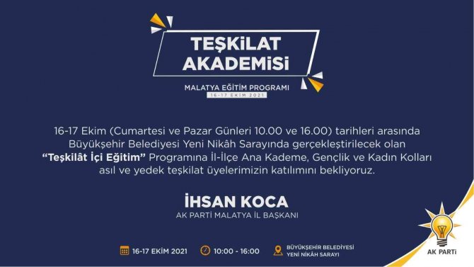 Ak Parti Malatya’da “Teşkilât İ̇çi Eğitim”
