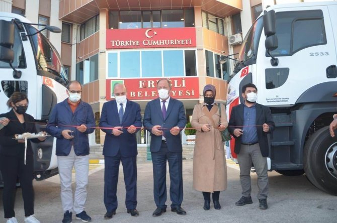 Ereğli Belediyesine Hibe Edilen Yeni Hizmet Araçları Tanıtıldı
