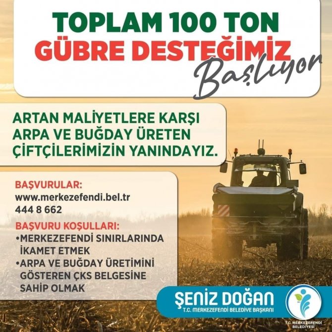 Üreticilere 100 Ton Gübre Desteği Sağlandı