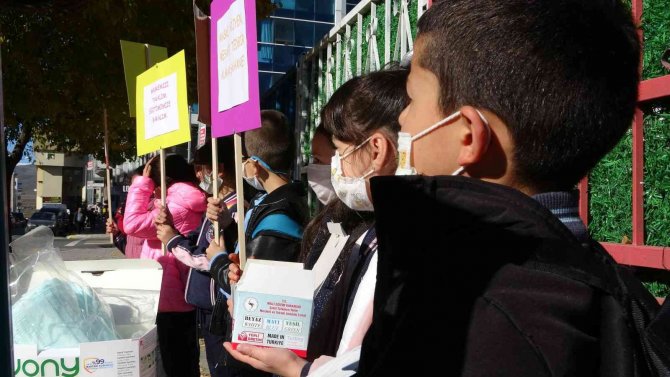 Öğrenciler Ellerinde Dövizlerle Covid-19’a Dikkat Çekmek İçin Etkinlik Düzenledi