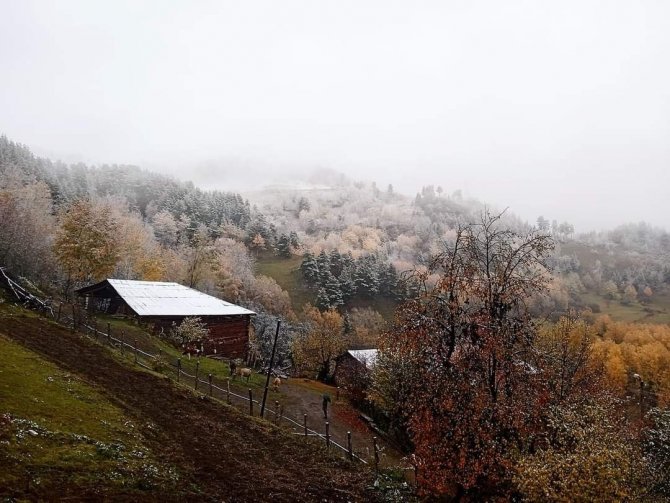 Sakin Şehir Şavşat’ta Sonbahar Manzaraları Yerini Kışa Bıraktı