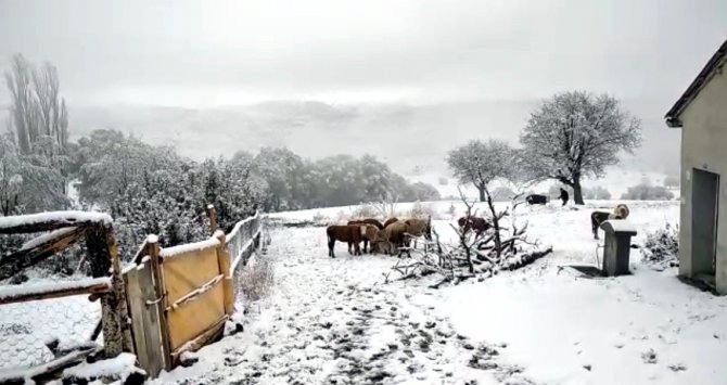 Bayburt’un Yüksek Kesimleri Kardan Beyaza Büründü