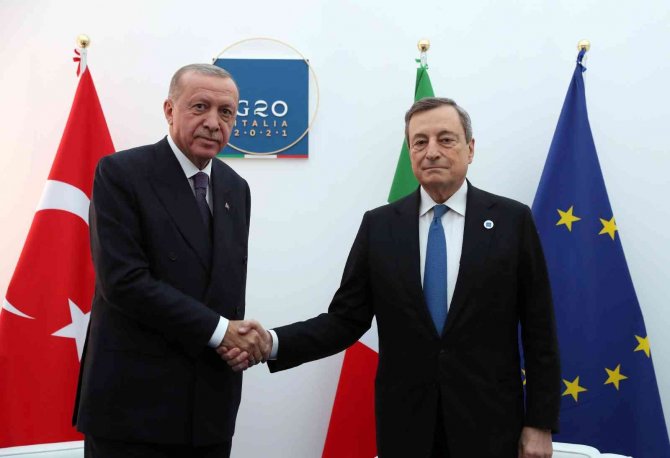 Cumhurbaşkanı Erdoğan, İ̇talya Başbakanı Draghi’yi Kabul Etti