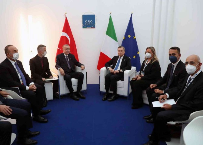 Cumhurbaşkanı Erdoğan, İ̇talya Başbakanı Draghi’yi Kabul Etti
