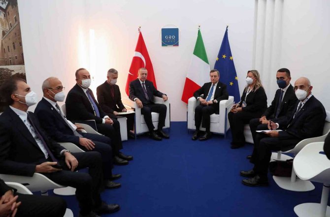 Cumhurbaşkanı Erdoğan, İ̇talya Başbakanı Draghi’yi Kabul Etti