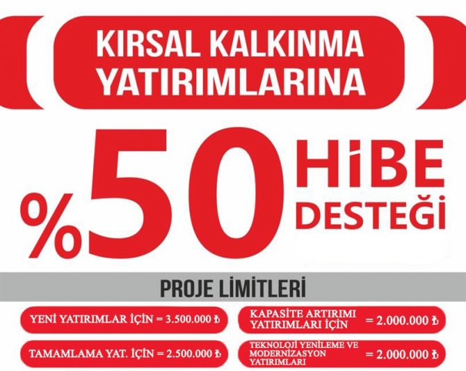 Kırsal Kalkınma Yatırımlarına Yüzde 50 Hibe Desteği