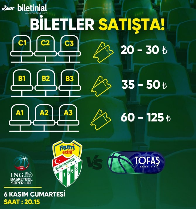 Frutti Extra Bursaspor-tofaş Maçının Biletleri Satışa Çıktı