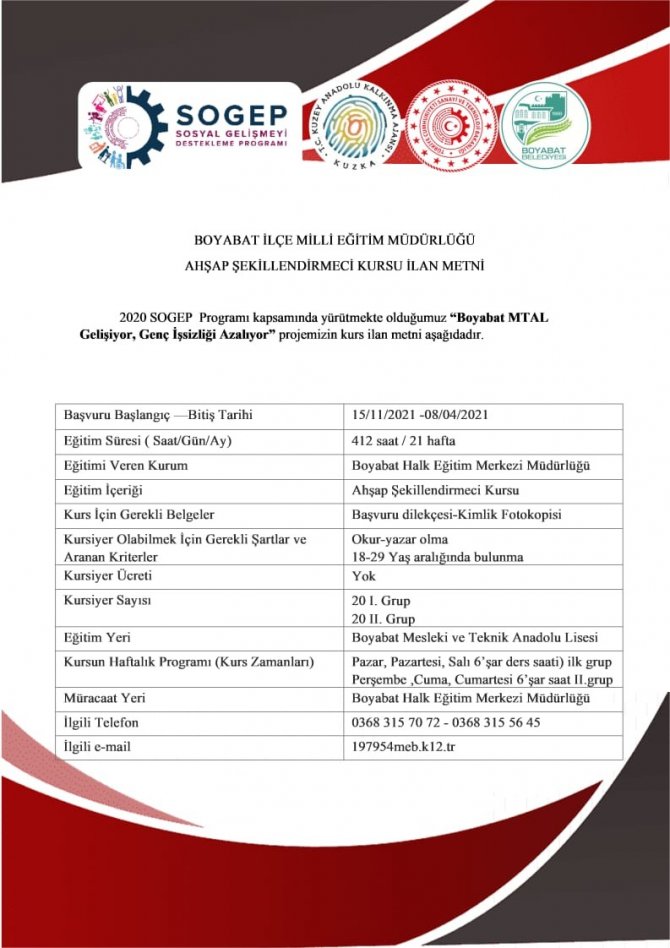 Ahşap Şekillendirmeci Kursu İçin Kayıtlar Başladı